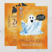 Trendy Halloween waterverf ghost booze booze party Kaart (Voorkant / Achterkant)