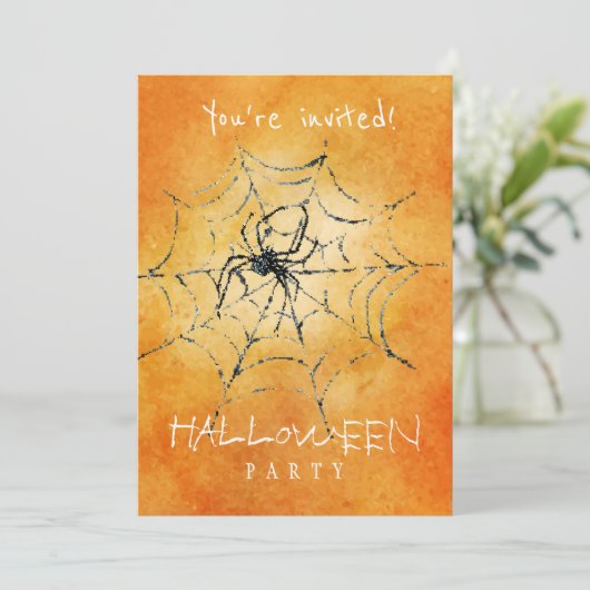 Trendy Halloween waterverf griezelige spin en web Kaart (Staand voorkant)