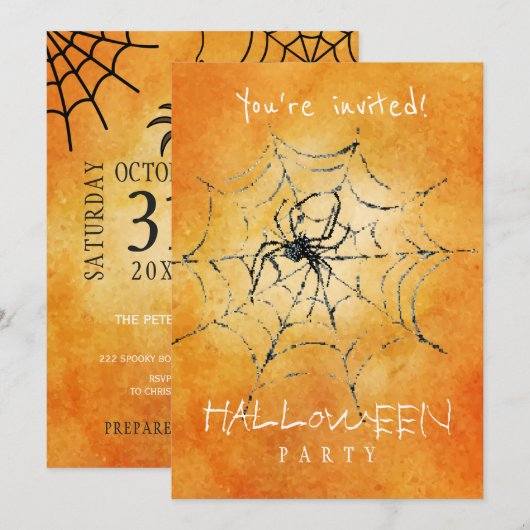 Trendy Halloween waterverf griezelige spin en web Kaart (Voorkant / Achterkant)