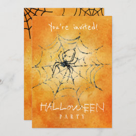 Trendy Halloween waterverf griezelige spin en web Kaart