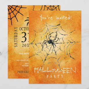Trendy Halloween waterverf griezelige spin en web Kaart