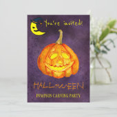 Trendy Halloween waterverf pompoen carving partij Kaart (Staand voorkant)