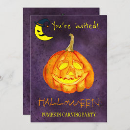 Trendy Halloween waterverf pompoen carving partij Kaart