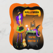 Trendy Halloween Witch Cauldron Bracket Style Invi Kaart (Voorkant / Achterkant)