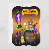 Trendy Halloween Witch Cauldron Bracket Style Invi Kaart (Voorkant)