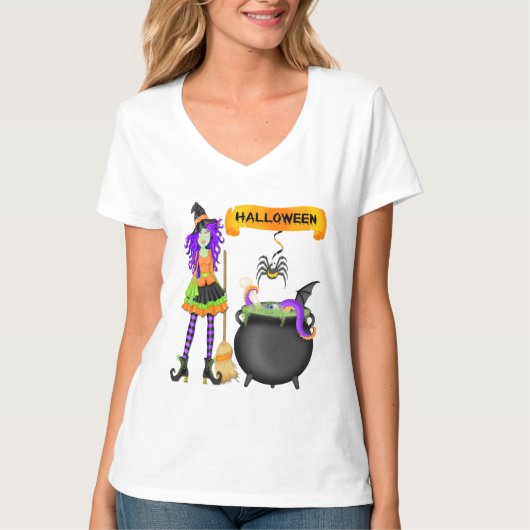Trendy Halloween Witch Cauldron Women's T-Shirt (Voorkant)