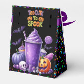 Trendy Halloween Zwart "Te Schattige om te spook" Bedankdoosjes (Achterkant)