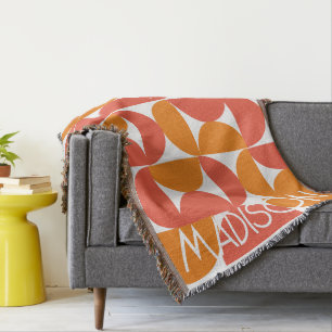 Trendy Halve Maan Patroon Met Naam Gepersonaliseer Deken