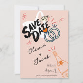 Trendy Hand Drawn Peach Scribble Fun Sla de datum  Kaart (Voorkant)