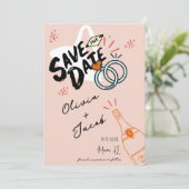 Trendy Hand Drawn Peach Scribble Fun Sla de datum  Kaart (Staand voorkant)