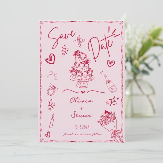 Trendy Hand Drawn Scribble Fun Sla de datum op Kaart (Staand voorkant)