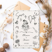 Trendy Hand Drawn Scribble Fun Sla de datum op Kaart