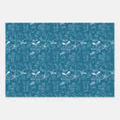 Trendy Hand getekend Monochrome Blauw & Wit Vakant Inpakpapier Vel (Voorkant 3)