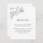 Trendy Hand-getekende bloem bruiloft Receptie Deta Informatiekaartje (Voorkant / Achterkant)