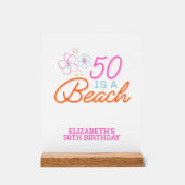 Trendy Hand Getrokken 50e Strand Verjaardag Acryl Bord (Voorkant)