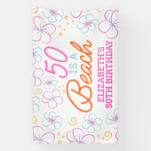 Trendy Hand Getrokken 50e Strand Verjaardag Spandoek (Verticaal)