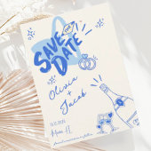 Trendy Hand Getrokken Blauw Scribble Fun Save the Kaart