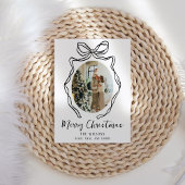 Trendy Hand Getrokken Boog Foto Kerstmis Feestdagenkaart