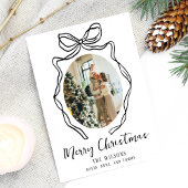 Trendy Hand Getrokken Boog Foto Kerstmis Feestdagenkaart