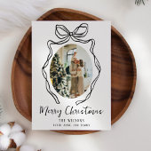 Trendy Hand Getrokken Boog Foto Kerstmis Feestdagenkaart