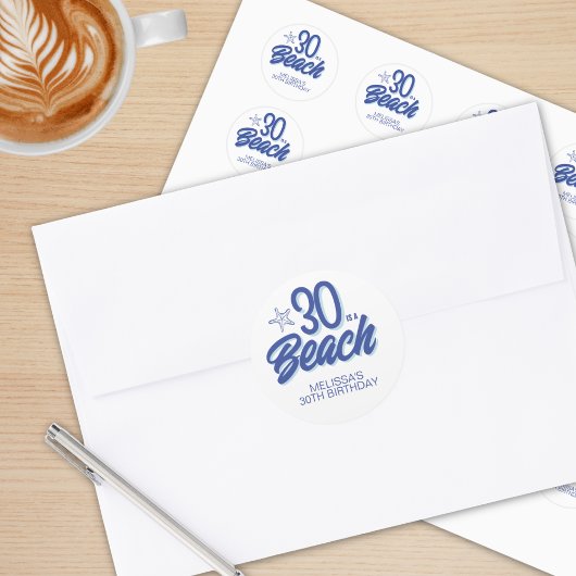 Trendy hand getrokken Doodle 30 is een strand verj Ronde Sticker