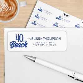 Trendy hand getrokken Doodle 40 is een strand verj Etiket