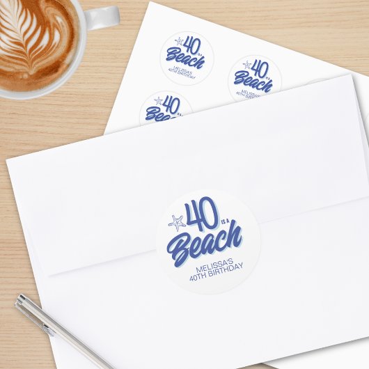 Trendy hand getrokken Doodle 40 is een strand verj Ronde Sticker