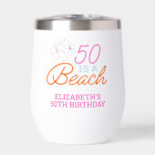 Trendy Hand Getrokken Doodle 50e Strand Verjaardag (Voorkant)