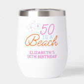 Trendy Hand Getrokken Doodle 50e Strand Verjaardag (Achterkant)