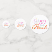 Trendy Hand Getrokken Doodle 50e Strand Verjaardag Confetti (Voorkanten)