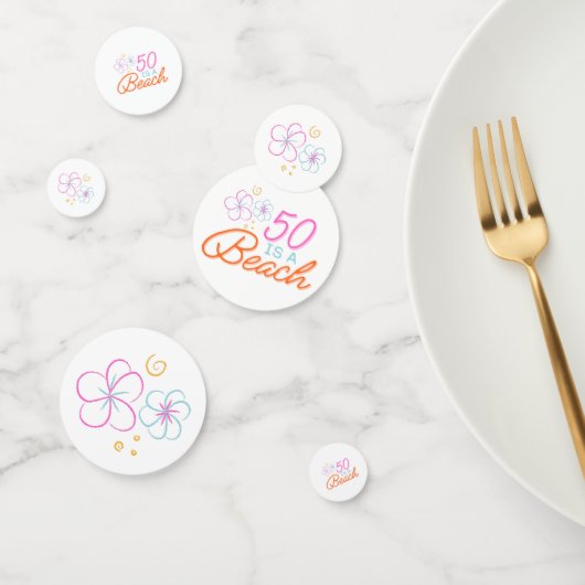Trendy Hand Getrokken Doodle 50e Strand Verjaardag Confetti (Groep)
