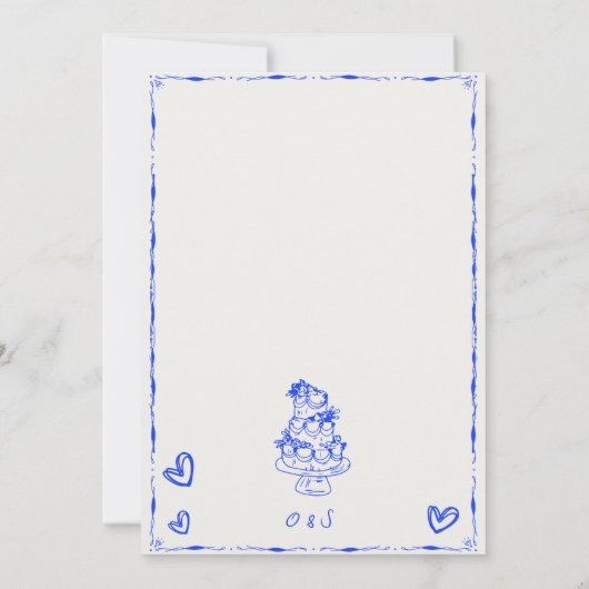 Trendy Hand getrokken eigenzinnige krabbel blauwe  Kaart (Achterkant)