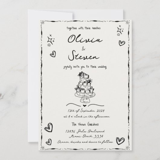 Trendy Hand getrokken eigenzinnige krabbel Kaart (Voorkant)