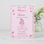 Trendy Hand getrokken eigenzinnige krabbel rode br Kaart (Staand voorkant)