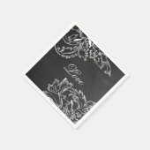 trendy hand getrokken floral black board krijt eff servet (Hoek)