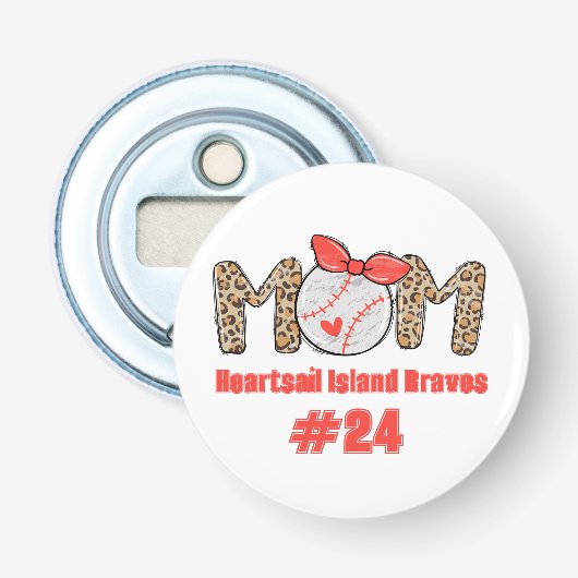 Trendy Hand getrokken Honkbal Mama Gepersonaliseer Button Flesopener (Voorkant)