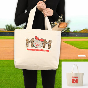 Trendy Hand getrokken Honkbal Mama Gepersonaliseer Grote Tote Bag
