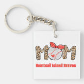 Trendy Hand getrokken Honkbal Mama Gepersonaliseer Sleutelhanger (Voorkant)