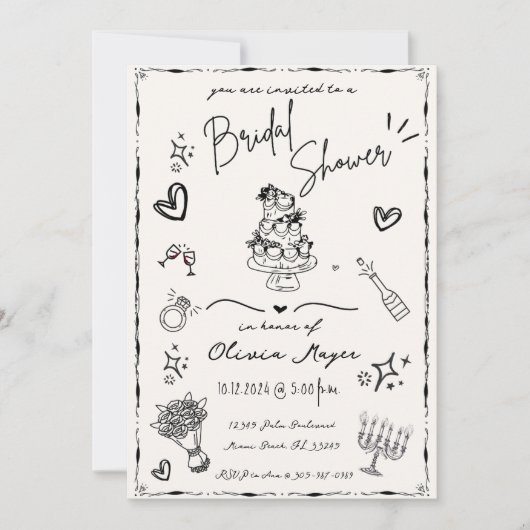 Trendy Hand getrokken krabbel plezier Vrijgezellen Kaart (Voorkant)