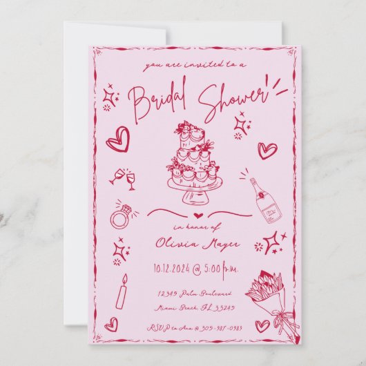 Trendy Hand getrokken krabbel plezier Vrijgezellen Kaart (Voorkant)