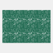 Trendy Hand Getrokken Monochroom Groen & Wit Xmas Inpakpapier Vel (Voorkant 3)