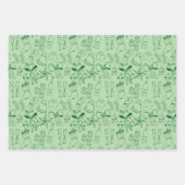 Trendy Hand Getrokken Monochroom Groen & Wit Xmas Inpakpapier Vel (Voorkant 2)