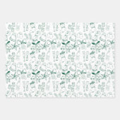 Trendy Hand Getrokken Monochroom Groen & Wit Xmas Inpakpapier Vel (Voorkant)
