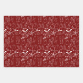 Trendy Hand Getrokken Monochroom Rood & Wit Xmas Inpakpapier Vel (Voorkant 3)