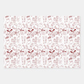 Trendy Hand Getrokken Monochroom Rood & Wit Xmas Inpakpapier Vel (Voorkant)