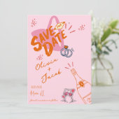 Trendy Hand Getrokken Roze Krabbel Plezier Save th Kaart (Staand voorkant)