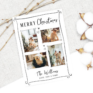 Trendy Hand Getrokken Whimsical Doodle Foto Kerstm Feestdagenkaart