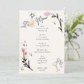 Trendy Hand getrokken Wildbloem Wavy Squiggle Brui Menu (Staand voorkant)