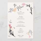 Trendy Hand getrokken Wildbloem Wavy Squiggle Brui Menu (Voorkant)