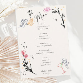 Trendy Hand getrokken Wildbloem Wavy Squiggle Brui Menu
